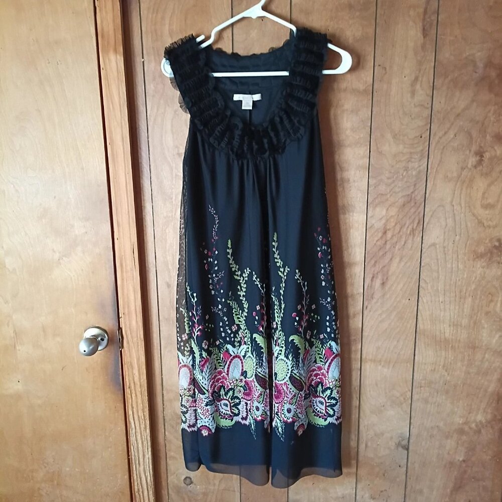 Jonathan Martin Black Floral Border Sleeveless Dress Size 10